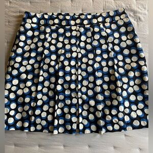 Loft Pleated Polka Dot Blue/Black/White‎ Mini Skirt Size 16